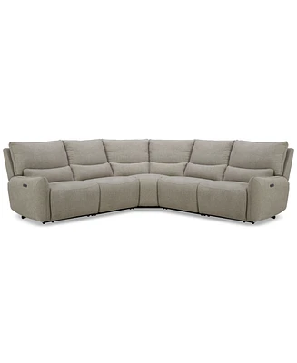 Olper 5-Pc. Fabric Zero Wall Sectional Sofa with Two Power Motion Pieces, Created for Macy's