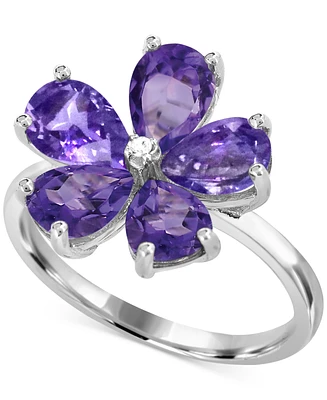 Amethyst (3-1/4 ct. t.w.) & Diamond Accent Flower Ring in Sterling Silver