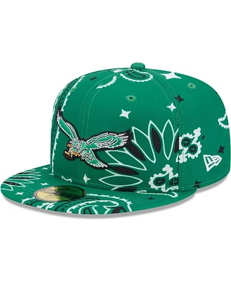New Era Men's Kelly Green Philadelphia Eagles Throwback Paisley 59Fifty Fitted Hat