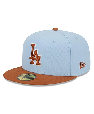 New Era Men's Light Blue/Brown Los Angeles Dodgers Spring Color Basic Two-Tone 59Fifty Fitted Hat