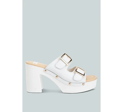 Kenna Dual Buckle Strap Sandals White