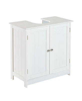 Homcom Wooden Under Sink Bathroom Storage Cabinet 3 Shelves Vanity,