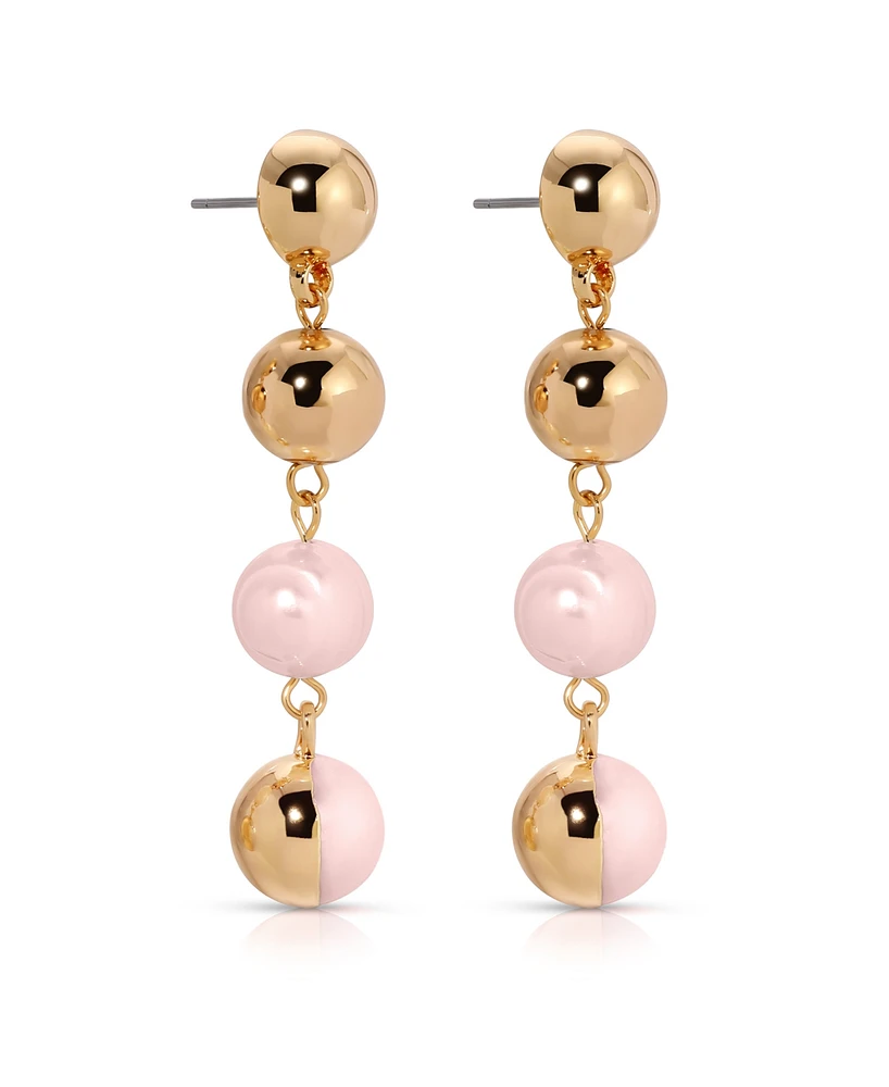 Ettika Pink Freshwater Pearl Gold Drop Earrings