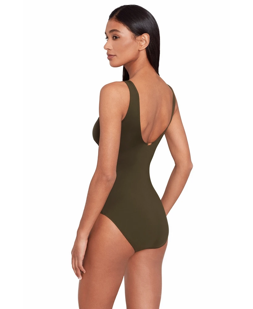 Lauren Ralph Lauren Ruffle Surplice One Piece Swimsuit