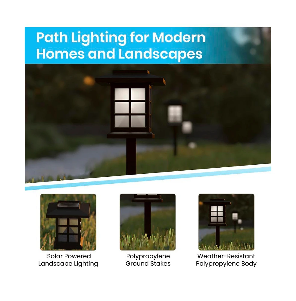 Lantern Style All-Weather Outdoor Led Solar Lights, Powered Lights For Pathway, Garden, & Yard - Set Of 8