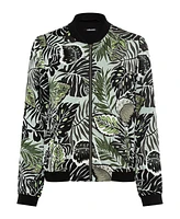 Olsen Women's Satin Effect Multi-Leaf Bomber Jacket