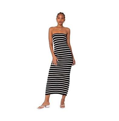 Edikted Women's Knit Back Slitted Maxi Dress
