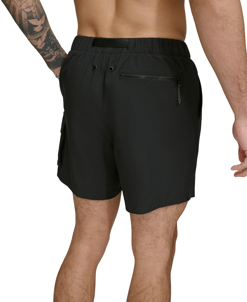 Dkny Men's Stretch Cargo Pocket Hybrid 5" Volley Shorts