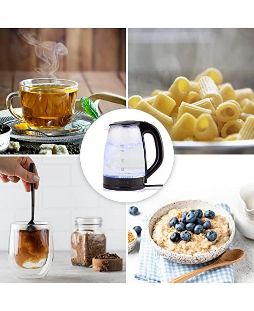 Zulay Kitchen Borosilicate Glass Electric Kettle with Blue Led Light