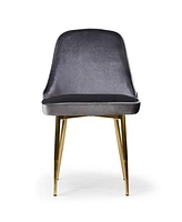 Glamour Home 34" Alpha Velvet Fabric, Steel Dining Chair, Set of 2