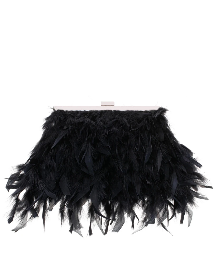 Nina All Over Feather Frame Clutch