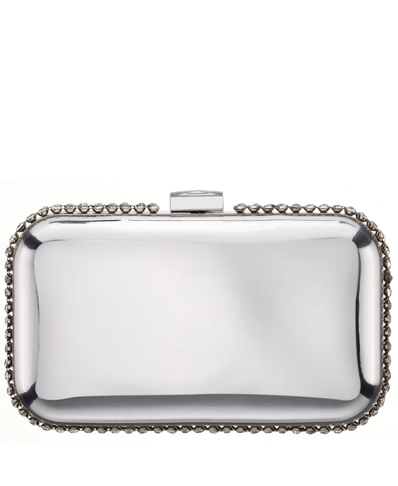 Nina Metallic Minaudiere with Cystal Adorned Edge