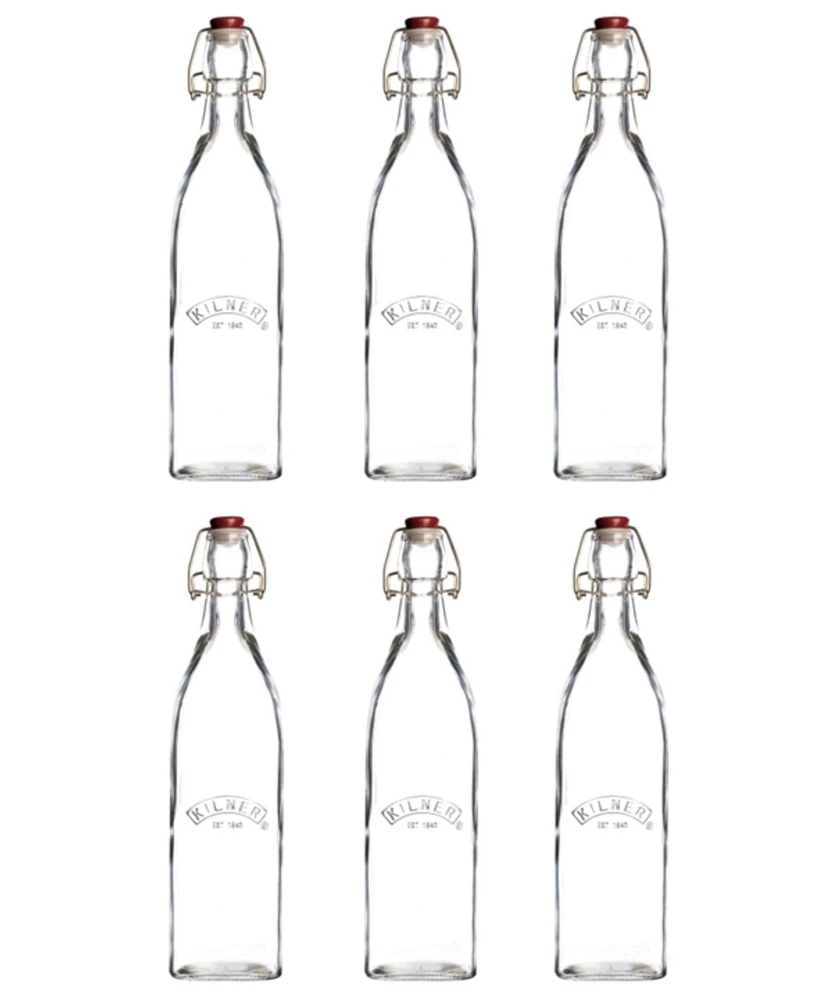 Kilner Set of 6 Square Clip Top Bottles