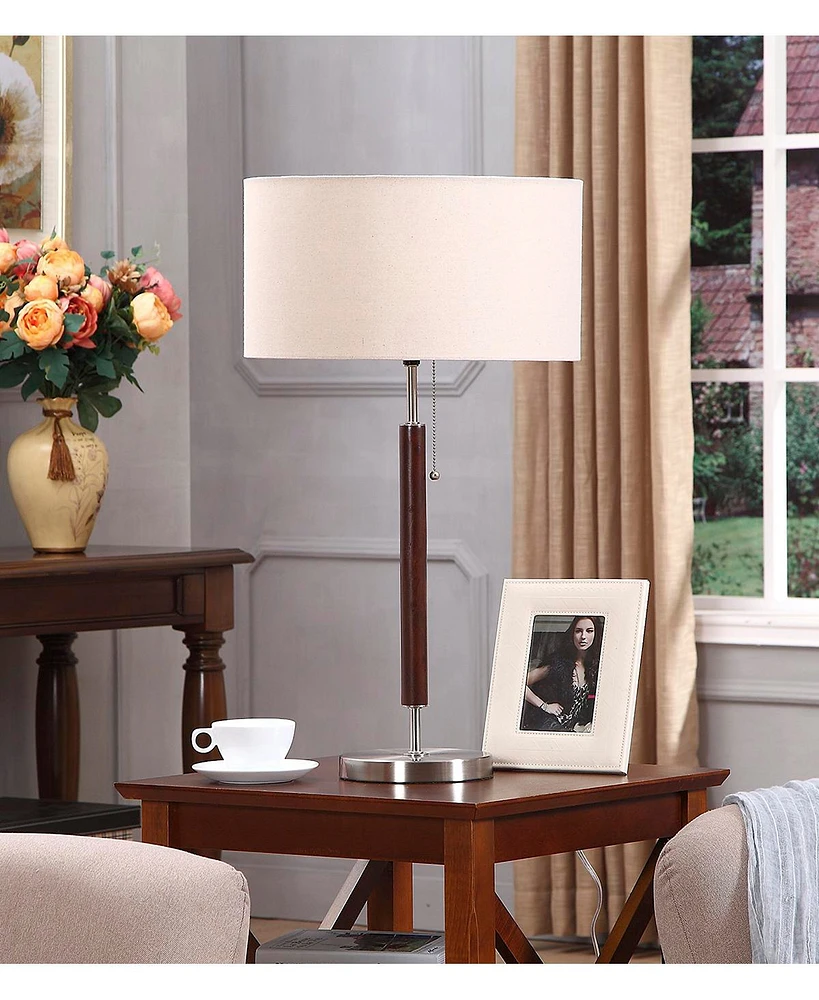 Carter Wood Led Classic Table Lamp with Walnut Finish (26"), Bulb Included