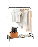 Heavy Duty Garment Rack with Top Hanging Rod and Bottom Storage Shelf