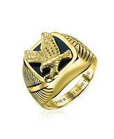 Bling Jewelry Large Statement Square Black Patriotic Usa American Bald Eagle Signet Ring Stainless Steel