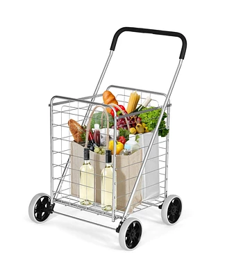 Sugift Portable Folding Shopping Cart Utility for Grocery Laundry