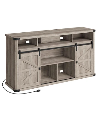 Slickblue Tv Stand for TVs up to 65 Inches, Farmhouse Entertainment Center with Sliding Barn Doors