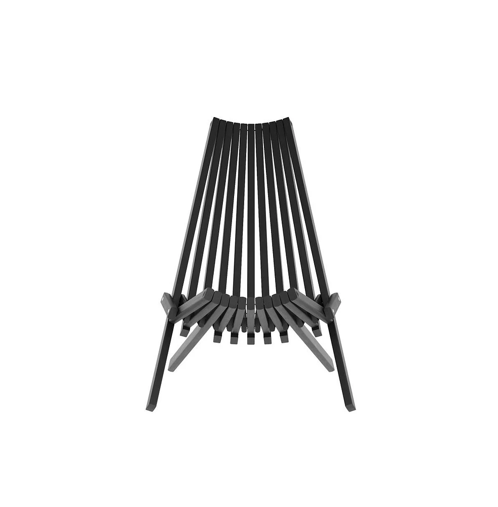 Merrick Lane Dubois Indoor/Outdoor Solid Acacia Wood Low Profile Lounge Folding Chair For Use With Backyard, Patio, Sunroom, Porch, Garden