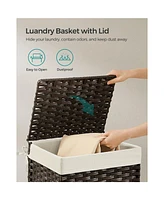 Decorative Rattan-Look Storage Basket with Cotton Liner and Carry Handles