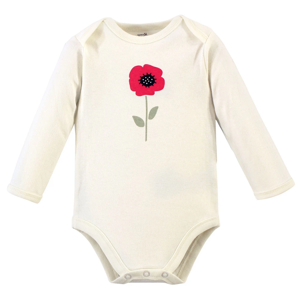 Touched by Nature Baby Girls Soft Organic Cotton Long-Sleeve One-Piece Essentials