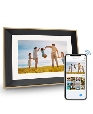 Eco4Life 10.1" WiFi Digital Photo Frame with Photos/Videos sharing - with Wood Frame