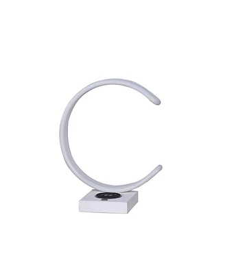 13.5" C-Shape Led with Usb Wireless Charger Port Table Lamp