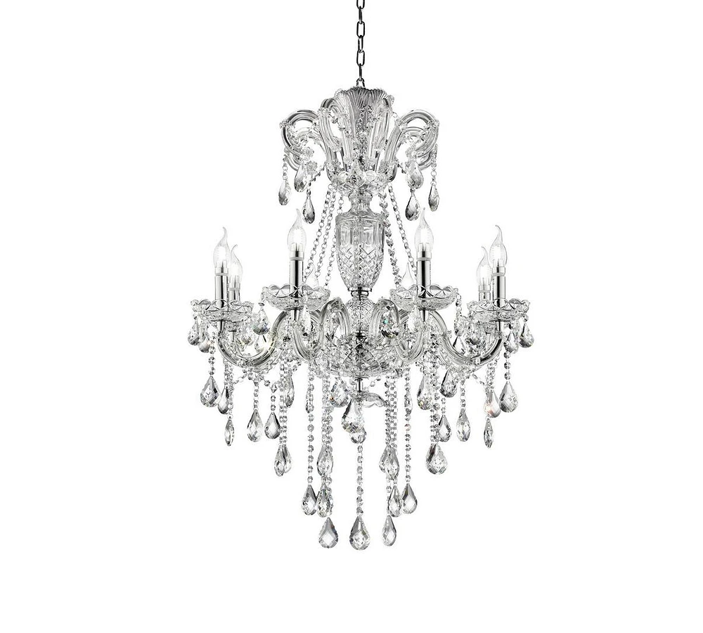 37" In Eilish Silver Crystal 8-led Light Chandelier