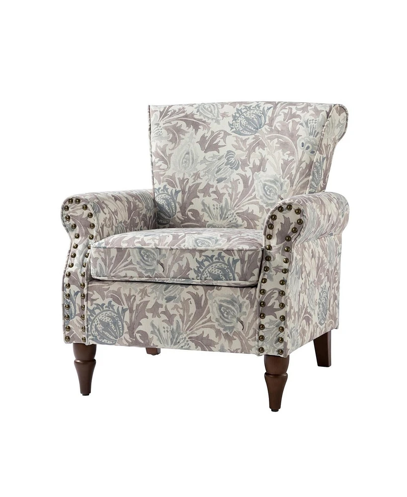 Avelina Wooden Armchair with Nailhead Trim