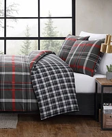 Closeout! Eddie Bauer Willow Plaid Microsuede 3 Piece Duvet Cover Set, King