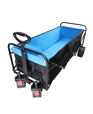 Streamdale Furniture Folding Wagon Cart - Large Capacity (Black/Blue)