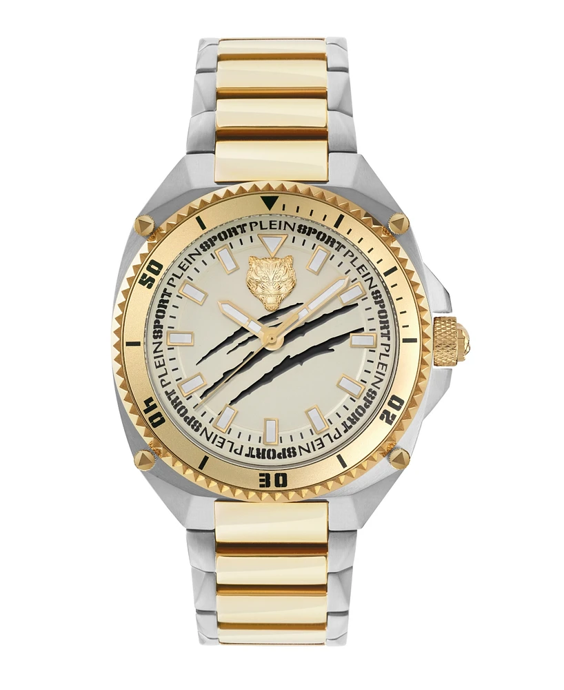 Plein Sport Men's Thunder Force Three Hand Quartz Two Tone Stainless Steel 47MM