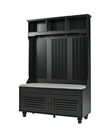 5-In-1 Entryway Bench with Coat Rack and Storage