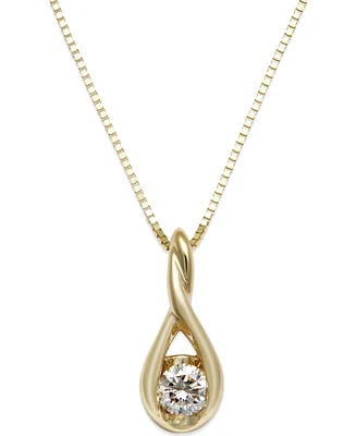Sirena Diamond Twist Pendant Necklace in 14k Gold (1/8 ct. t.w.)