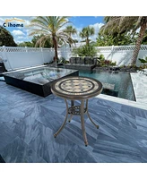 Mondawe Patio Table Round Outdoor Dinging Coffee with Umbrella Hole