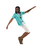 Campus Sutra Men's EcoLiva Cyan Blue Flower Block Shirt