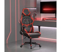 Massage Gaming Chair with Footrest Black&Red Faux Leather