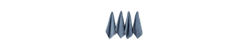 Design Imports Luxury Bar Mop Collection Chevron Dishtowel Set, 16x19", Stonewash Blue, 4 Piece