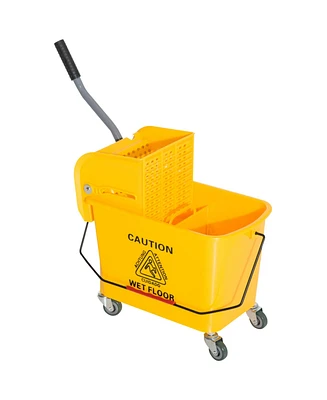 Homcom Mop Bucket with Wringer on Wheels for Floor Cleaning 21 Quart