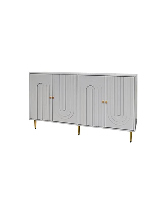Gray Lacquered Wooden Cabinet Server for Multiple Rooms