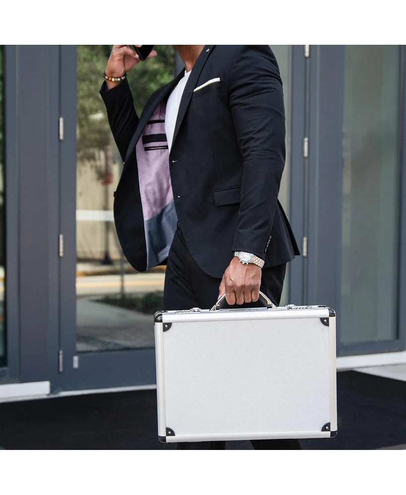 Alpine Swiss Executive Aluminum Briefcase Padded Laptop Briefcase For Men Hard Shell Attache Case Combo Lock Business Case