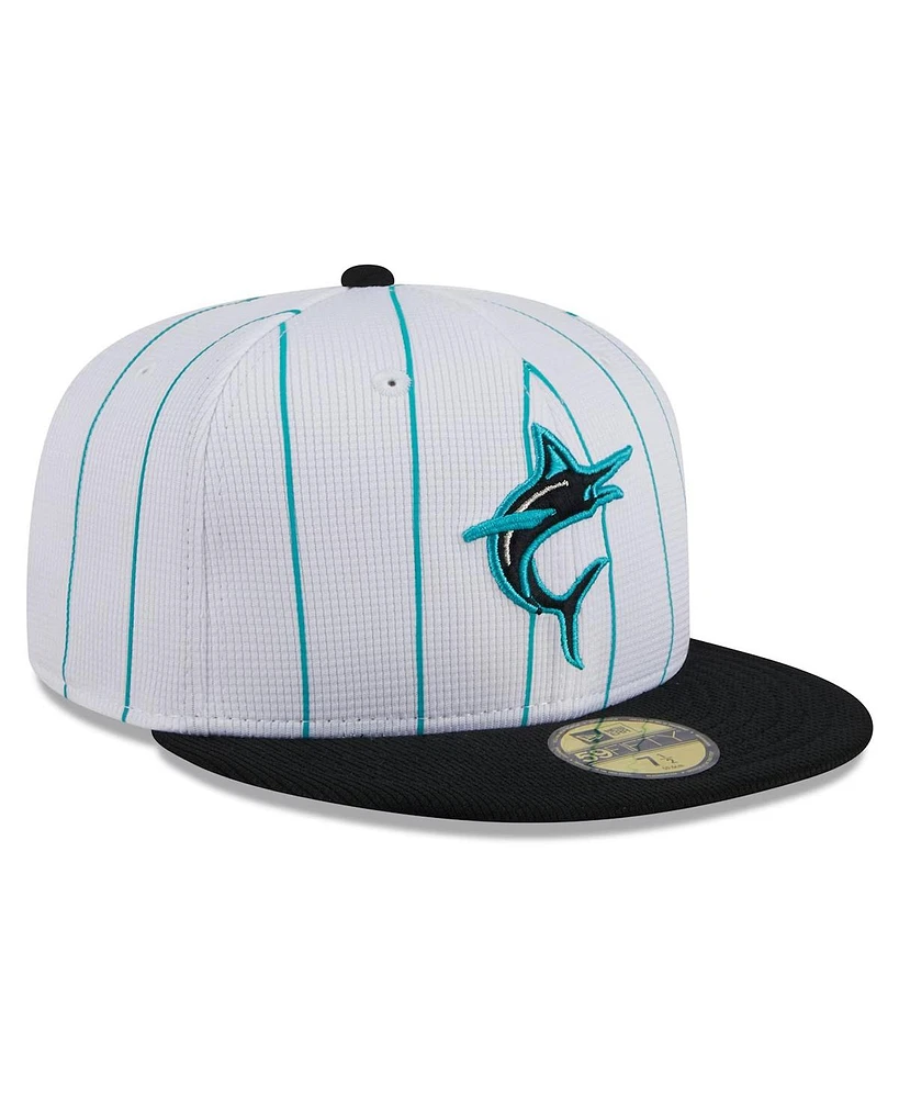 New Era Men's White Miami Marlins 2024 Batting Practice 59FIFTY Fitted Hat