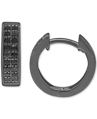 Men's Black Diamond Double Row Huggie Hoop Earrings (1/3 ct. t.w.) 14k Gold-plated Sterling Silver or Rhodium-plated Silver, 1/2"