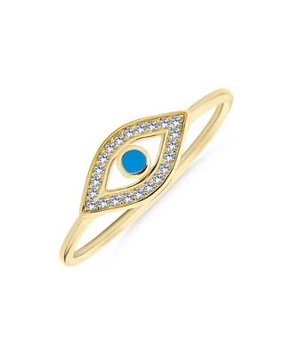 Bling Jewelry Minimalist Midi Knuckle 1MM Band Stackable Delicate Cz Halo Evil Eye Ring Sterling Silver