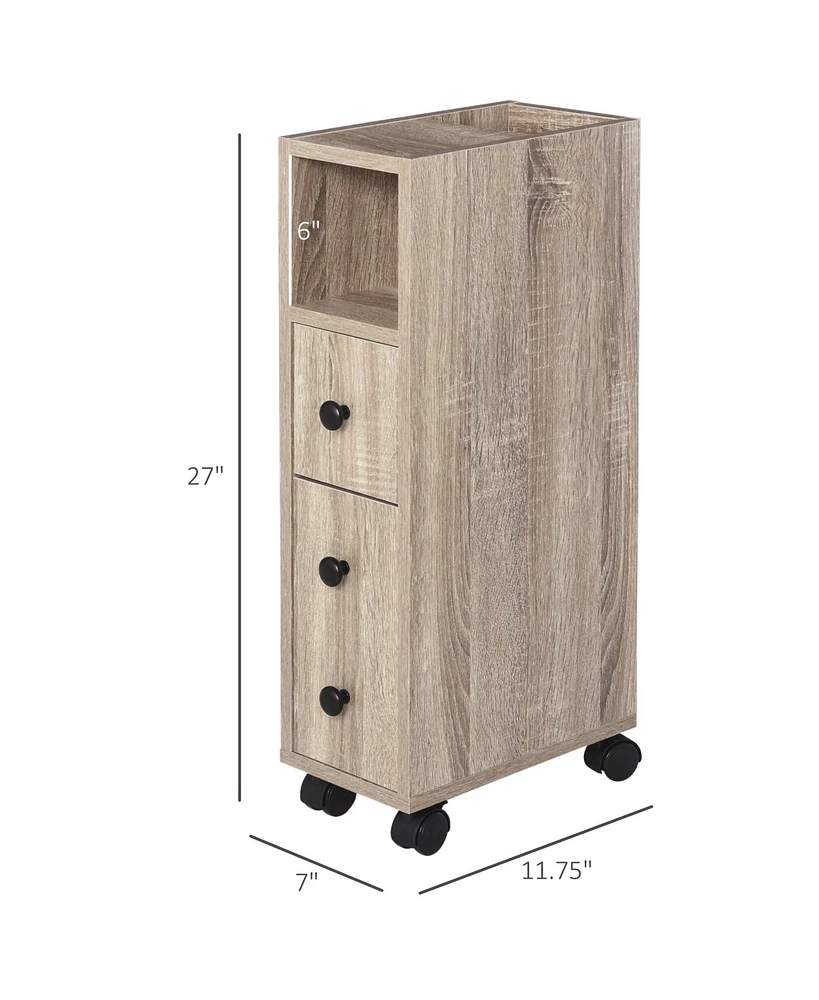kleankin Small Design Bedroom Ample Storage Space Sleek Wheel,