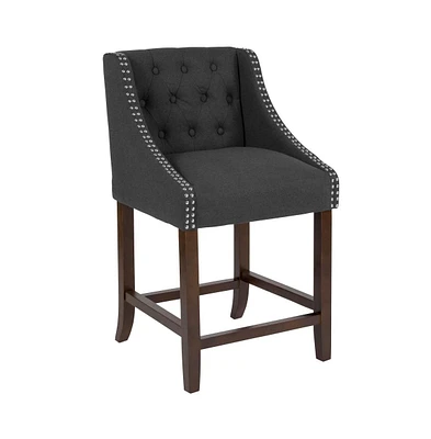 Hadleigh Upholstered Counter Stool 24" High Transitional Tufted Counter Stool With Accent Nail Trim
