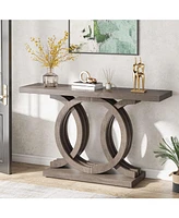 Tribesigns 55 inches Console Table with Geometric Base, Farmhouse Hallway Table, Wooden Entryway Vintage Sofa Unique Long Accent f