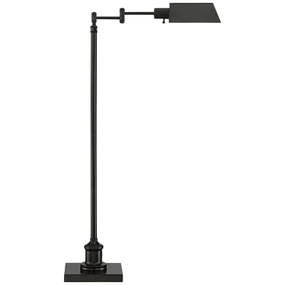 Jenson Traditional Farmhouse Adjustable Pharmacy Floor Lamp Standing Base Swing Arm 54" Tall Dark Bronze Metal Bright Downward Light for Living R
