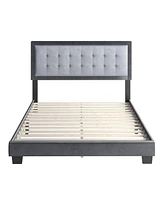 Pisa Velvet Upholstered Platform Bed Frame with Adjustable Headboard - Boyd Sleep