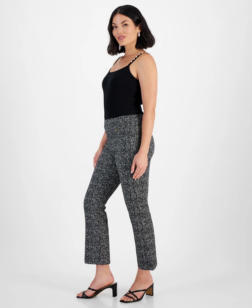 I.n.c. International Concepts Petite Mid Rise Mini-Bootcut Jacquard Pants, Created for Macy's